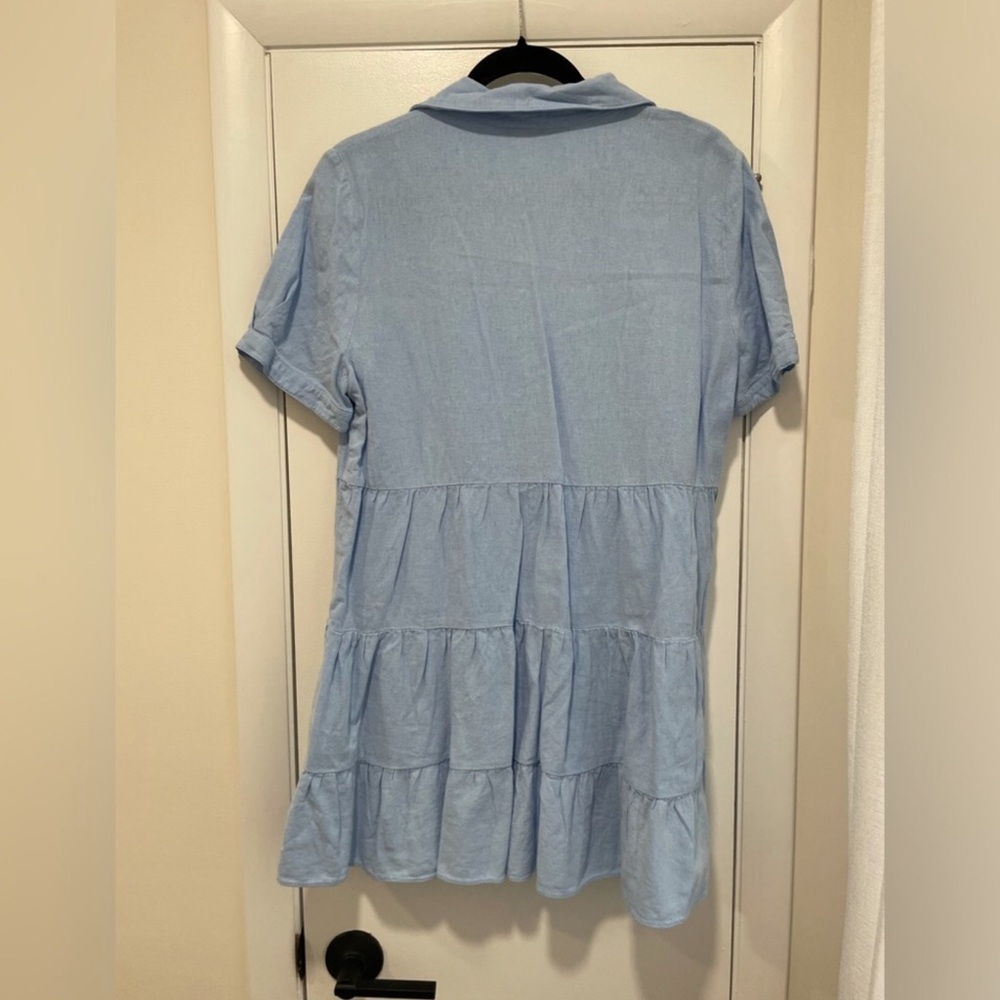 Zara linen blend Tiered dress sz M - Picture 5 of 6